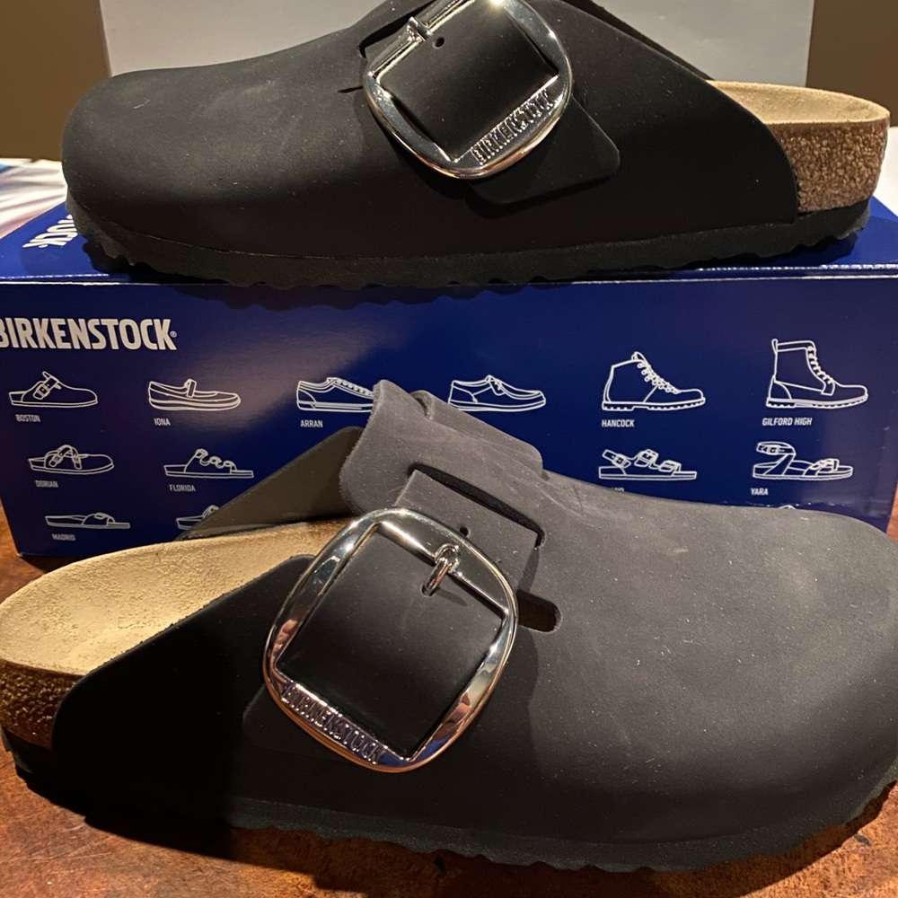 Birkenstock Boston big buckle black narrow new